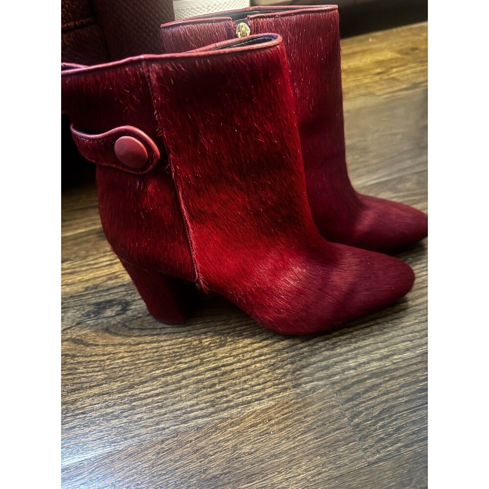 Ava & Aiden Button-Tab Faux Calf Hair Booties